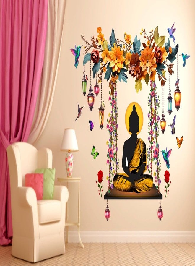 DivineDesigns ملصق حائط من تصميمات ديفاين ديزاينز، بوذا الأسود جي، الفراشات والزهور - Image 2